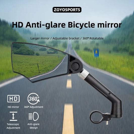 BIKINLITE Wide-Range 360° Adjustable Bicycle Rearview Mirror – Universal Safety Mirror for MTB, Road Bike, Motorcycle, and Scooter