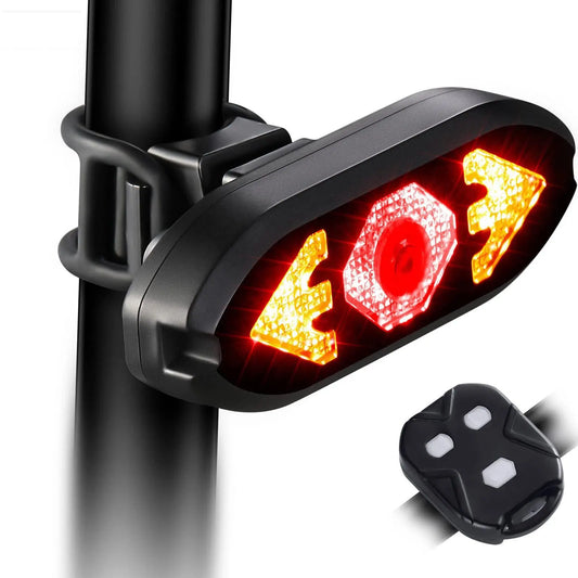 BIKINLITE Smart Bike Tail Light - USB Rechargeable Bicycle Turn Signals with Remote Control, Rear Bike Light, Waterproof Safety Warning Back Lights, Bike Alarm for Night Riding and Mountain Biking.