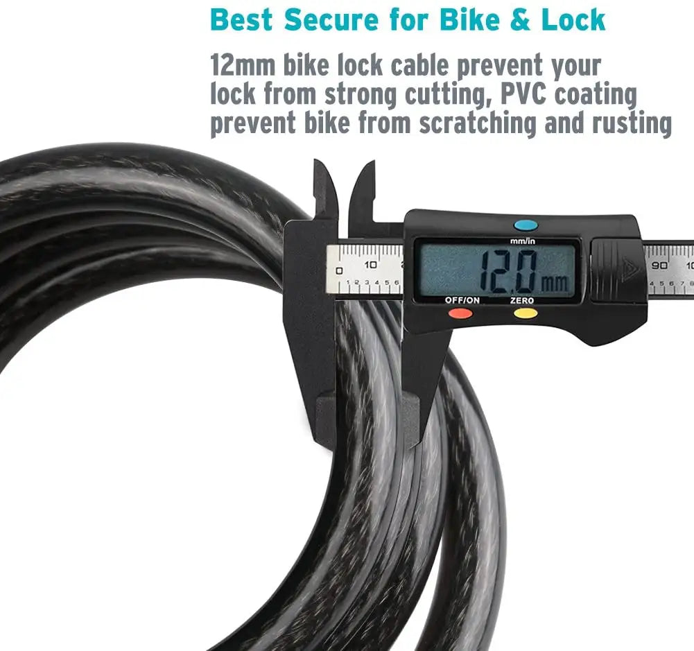 BIKINLITE Keyless Silicone Bike Security Lock – 4-Digit Combination Chain Bicycle Cable Lock