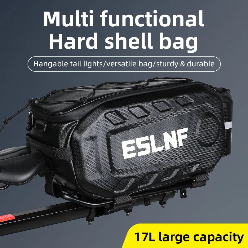 BIKINLITE 17L Large Capacity Waterproof Bicycle Pannier Bag with Reflective Hard Shell